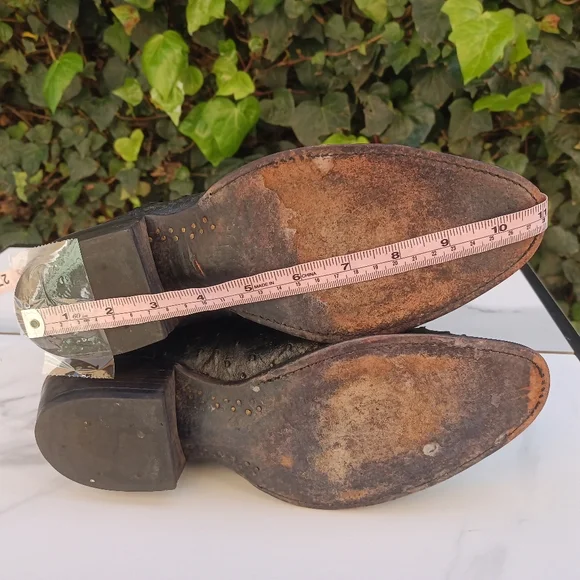 Nocona Full Quill Ostrich Western Boots Size 9.5 D Black/Red - Picture 10 of 12